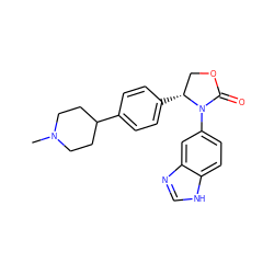 CN1CCC(c2ccc([C@@H]3COC(=O)N3c3ccc4[nH]cnc4c3)cc2)CC1 ZINC000116195343