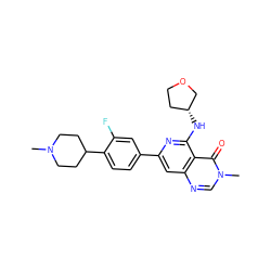 CN1CCC(c2ccc(-c3cc4ncn(C)c(=O)c4c(N[C@@H]4CCOC4)n3)cc2F)CC1 ZINC000115622895