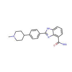 CN1CCC(c2ccc(-c3nc4c(C(N)=O)cccc4[nH]3)cc2)CC1 ZINC000049071809