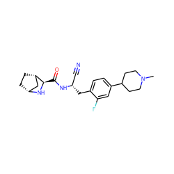 CN1CCC(c2ccc(C[C@@H](C#N)NC(=O)[C@H]3N[C@@H]4CC[C@H]3C4)c(F)c2)CC1 ZINC000219318310