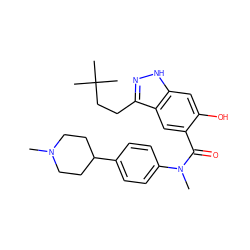 CN1CCC(c2ccc(N(C)C(=O)c3cc4c(CCC(C)(C)C)n[nH]c4cc3O)cc2)CC1 ZINC001772618939