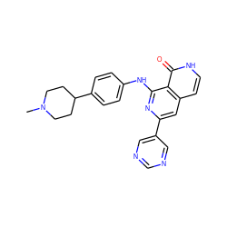 CN1CCC(c2ccc(Nc3nc(-c4cncnc4)cc4cc[nH]c(=O)c34)cc2)CC1 ZINC000096174447