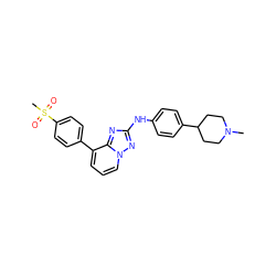 CN1CCC(c2ccc(Nc3nc4c(-c5ccc(S(C)(=O)=O)cc5)cccn4n3)cc2)CC1 ZINC000146987523