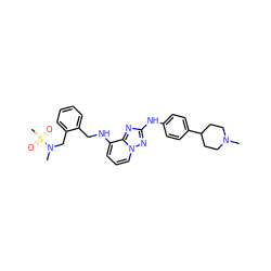 CN1CCC(c2ccc(Nc3nc4c(NCc5ccccc5CN(C)S(C)(=O)=O)cccn4n3)cc2)CC1 ZINC000096169681