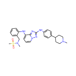 CN1CCC(c2ccc(Nc3nc4c(Nc5ccccc5CN(C)S(C)(=O)=O)cccn4n3)cc2)CC1 ZINC000096169696