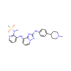 CN1CCC(c2ccc(Nc3nc4c(Nc5cccnc5N(C)S(C)(=O)=O)cccn4n3)cc2)CC1 ZINC000147017339