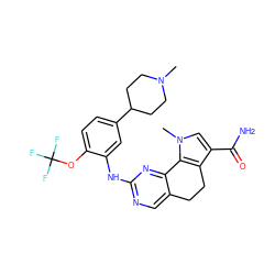 CN1CCC(c2ccc(OC(F)(F)F)c(Nc3ncc4c(n3)-c3c(c(C(N)=O)cn3C)CC4)c2)CC1 ZINC000071297068