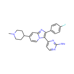 CN1CCC(c2ccn3c(-c4ccnc(N)n4)c(-c4ccc(F)cc4)nc3c2)CC1 ZINC000033988023