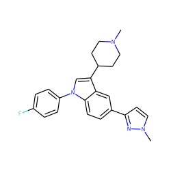 CN1CCC(c2cn(-c3ccc(F)cc3)c3ccc(-c4ccn(C)n4)cc23)CC1 ZINC000095582344