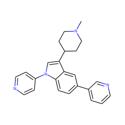 CN1CCC(c2cn(-c3ccncc3)c3ccc(-c4cccnc4)cc23)CC1 ZINC000095582389