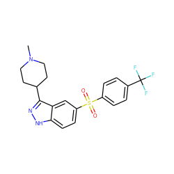 CN1CCC(c2n[nH]c3ccc(S(=O)(=O)c4ccc(C(F)(F)F)cc4)cc23)CC1 ZINC000071295389