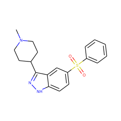 CN1CCC(c2n[nH]c3ccc(S(=O)(=O)c4ccccc4)cc23)CC1 ZINC000071281399