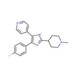 CN1CCC(c2nc(-c3ccc(F)cc3)c(-c3ccncc3)[nH]2)CC1 ZINC000028469608