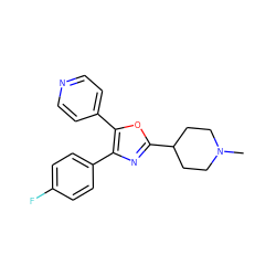 CN1CCC(c2nc(-c3ccc(F)cc3)c(-c3ccncc3)o2)CC1 ZINC000028474615