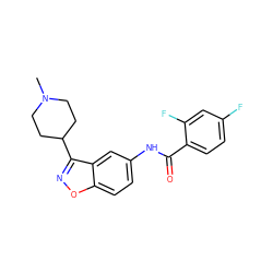 CN1CCC(c2noc3ccc(NC(=O)c4ccc(F)cc4F)cc23)CC1 ZINC000028392098