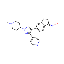 CN1CCC(n2cc(-c3ccc4c(c3)CC/C4=N\O)c(-c3ccncc3)n2)CC1 ZINC000035983365