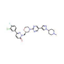 CN1CCC(n2cc(-c3cnc(N4CCO[C@H](Cn5nc(-c6ccc(F)c(Cl)c6)ccc5=O)C4)nc3)cn2)CC1 ZINC000205712678