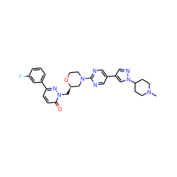 CN1CCC(n2cc(-c3cnc(N4CCO[C@H](Cn5nc(-c6cccc(F)c6)ccc5=O)C4)nc3)cn2)CC1 ZINC000205712652