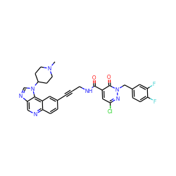 CN1CCC(n2cnc3cnc4ccc(C#CCNC(=O)c5cc(Cl)nn(Cc6ccc(F)c(F)c6)c5=O)cc4c32)CC1 ZINC000169710261