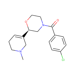 CN1CCC=C([C@@H]2CN(C(=O)c3ccc(Cl)cc3)CCO2)C1 ZINC000049072265