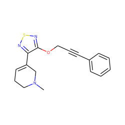 CN1CCC=C(c2nsnc2OCC#Cc2ccccc2)C1 ZINC000013798059