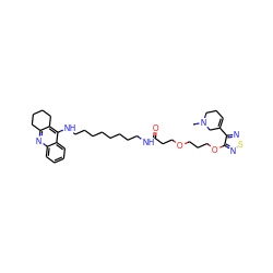 CN1CCC=C(c2nsnc2OCCCOCCC(=O)NCCCCCCCCNc2c3c(nc4ccccc24)CCCC3)C1 ZINC000049745829