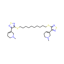 CN1CCC=C(c2nsnc2SCCCCCCCCCCSc2nsnc2C2=CCCN(C)C2)C1 ZINC000027524252