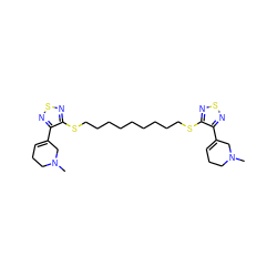 CN1CCC=C(c2nsnc2SCCCCCCCCCSc2nsnc2C2=CCCN(C)C2)C1 ZINC000027521748