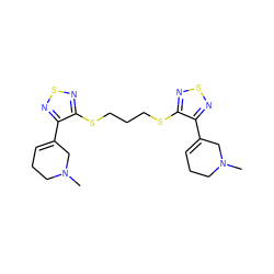 CN1CCC=C(c2nsnc2SCCCSc2nsnc2C2=CCCN(C)C2)C1 ZINC000001536411