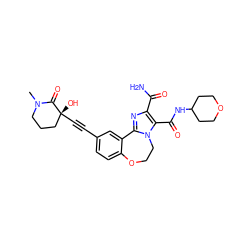 CN1CCC[C@@](O)(C#Cc2ccc3c(c2)-c2nc(C(N)=O)c(C(=O)NC4CCOCC4)n2CCO3)C1=O ZINC000215763631