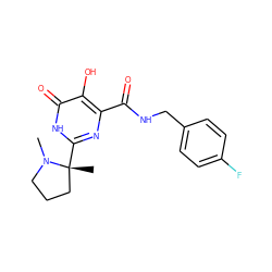 CN1CCC[C@@]1(C)c1nc(C(=O)NCc2ccc(F)cc2)c(O)c(=O)[nH]1 ZINC000043010534