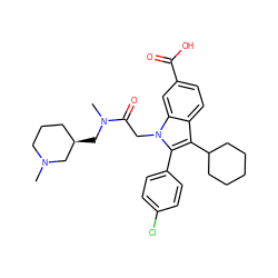 CN1CCC[C@@H](CN(C)C(=O)Cn2c(-c3ccc(Cl)cc3)c(C3CCCCC3)c3ccc(C(=O)O)cc32)C1 ZINC000013646599