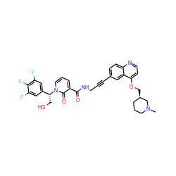 CN1CCC[C@@H](COc2ccnc3ccc(C#CCNC(=O)c4cccn([C@H](CO)c5cc(F)c(F)c(F)c5)c4=O)cc23)C1 ZINC000096176252