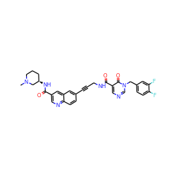 CN1CCC[C@@H](NC(=O)c2cnc3ccc(C#CCNC(=O)c4cncn(Cc5ccc(F)c(F)c5)c4=O)cc3c2)C1 ZINC000096176334