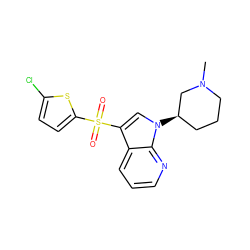 CN1CCC[C@@H](n2cc(S(=O)(=O)c3ccc(Cl)s3)c3cccnc32)C1 ZINC000028862417