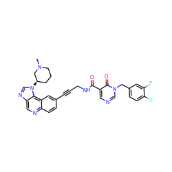 CN1CCC[C@@H](n2cnc3cnc4ccc(C#CCNC(=O)c5cncn(Cc6ccc(F)c(F)c6)c5=O)cc4c32)C1 ZINC000169710211