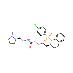 CN1CCC[C@@H]1CCNC(=O)OCCC[C@@H]1CCc2ccccc2N1S(=O)(=O)c1ccc(Cl)cc1 ZINC000028704166