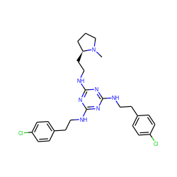 CN1CCC[C@@H]1CCNc1nc(NCCc2ccc(Cl)cc2)nc(NCCc2ccc(Cl)cc2)n1 ZINC000073198354