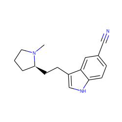 CN1CCC[C@@H]1CCc1c[nH]c2ccc(C#N)cc12 ZINC000045368190