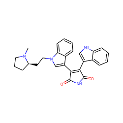 CN1CCC[C@@H]1CCn1cc(C2=C(c3c[nH]c4ccccc34)C(=O)NC2=O)c2ccccc21 ZINC000002560260