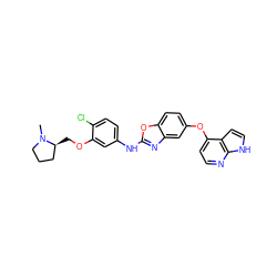 CN1CCC[C@@H]1COc1cc(Nc2nc3cc(Oc4ccnc5[nH]ccc45)ccc3o2)ccc1Cl ZINC000028711367