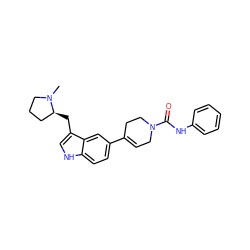 CN1CCC[C@@H]1Cc1c[nH]c2ccc(C3=CCN(C(=O)Nc4ccccc4)CC3)cc12 ZINC000013553511