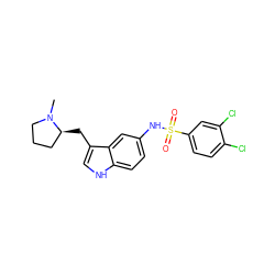 CN1CCC[C@@H]1Cc1c[nH]c2ccc(NS(=O)(=O)c3ccc(Cl)c(Cl)c3)cc12 ZINC000013607606