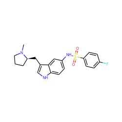 CN1CCC[C@@H]1Cc1c[nH]c2ccc(NS(=O)(=O)c3ccc(F)cc3)cc12 ZINC000013607568