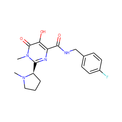 CN1CCC[C@@H]1c1nc(C(=O)NCc2ccc(F)cc2)c(O)c(=O)n1C ZINC000014979174