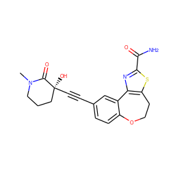 CN1CCC[C@](O)(C#Cc2ccc3c(c2)-c2nc(C(N)=O)sc2CCO3)C1=O ZINC000205810517