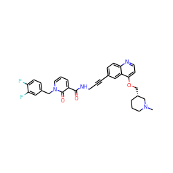 CN1CCC[C@H](COc2ccnc3ccc(C#CCNC(=O)c4cccn(Cc5ccc(F)c(F)c5)c4=O)cc23)C1 ZINC000096176207