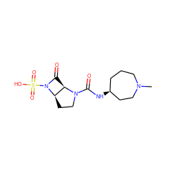 CN1CCC[C@H](NC(=O)N2CC[C@@H]3[C@H]2C(=O)N3S(=O)(=O)O)CC1 ZINC000072112722