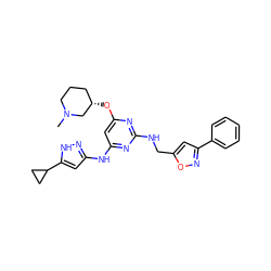 CN1CCC[C@H](Oc2cc(Nc3cc(C4CC4)[nH]n3)nc(NCc3cc(-c4ccccc4)no3)n2)C1 ZINC000203006298