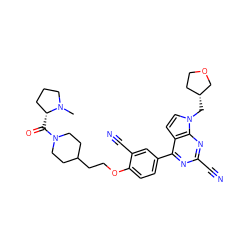 CN1CCC[C@H]1C(=O)N1CCC(CCOc2ccc(-c3nc(C#N)nc4c3ccn4C[C@@H]3CCOC3)cc2C#N)CC1 ZINC001772621630